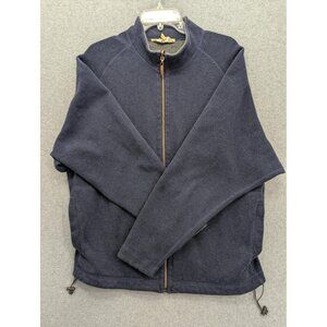 Tommy Bahama Sweater Mens Large Blue Full Zip Mock Neck Cotton Adjustable Knit